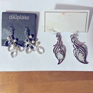 NWT Dauplaise Dazzling Silver Teardrop Earrings & NWOT Chic Silver Dangling